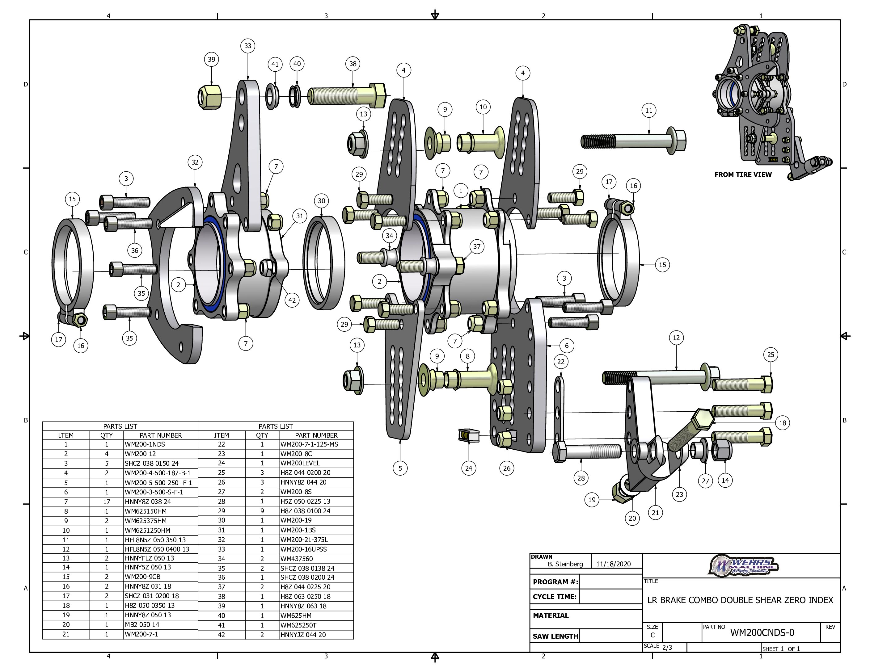 - Wehrs LR BRAKE COMBO NARROW DBL SHEAR 0 INDEX